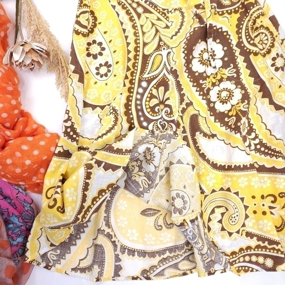 TALBOTS Petites Yellow White Brown Skirt Size 6p - Picture 15 of 16